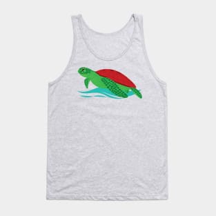 Colorful Sea Turtle on Beach waves turtle-lover design Tank Top